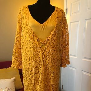 Golden Yellow Crochet Dress
